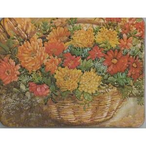 Current Fall Flowers Trivet Hot Plate Pad Table‎ Protector Vintage Floral